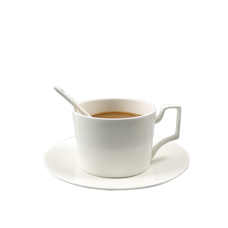 Conjunto de tazas de café de porcelana nórdica transfronteriza simple blanco puro taza de regalo de té de la tarde se puede imprimir LOGO »