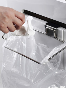 Creative Door Back Stainless Steel Garbage Bag Shelf Storage Hook Multifunctional Kitchen Rag Cabinet Door Hanging