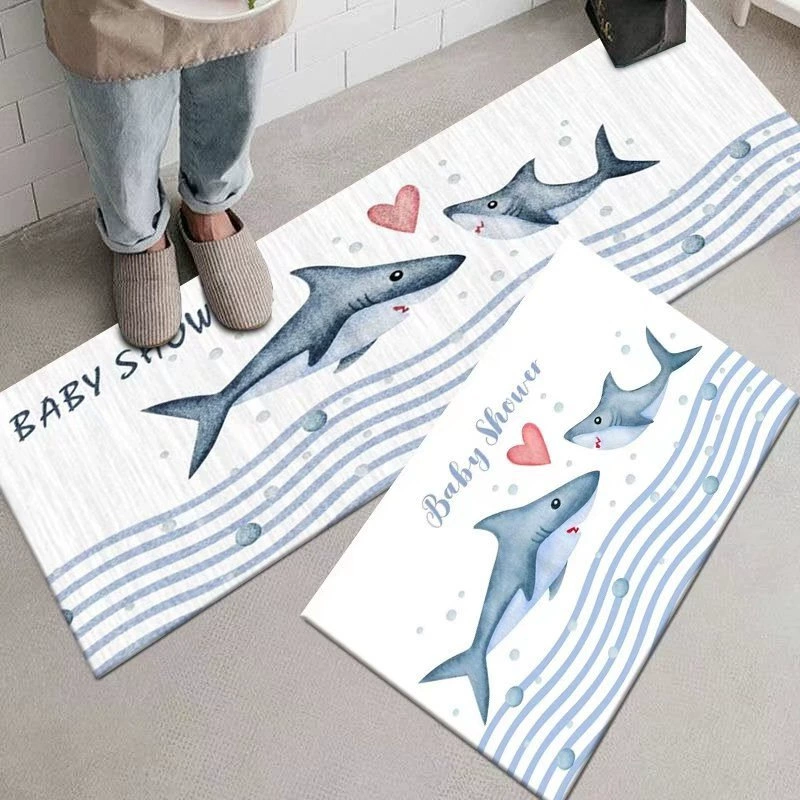 Кухонный коврик для пола из кристаллического плюша, впитывает воду и масло, нескользящие принты cartoon/растения, размеры 40×60–60×200 см