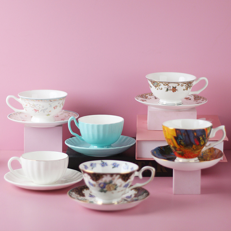 Cross-Border European Bone China Coffee Cup Set British Afternoon Tea Set Personalized Creative Ceramic Latte Cup Customization Cross-Border European Bone China Coffee Cup Set British Afternoon Tea Set Personalized Creative Ceramic Latte Cup Customization