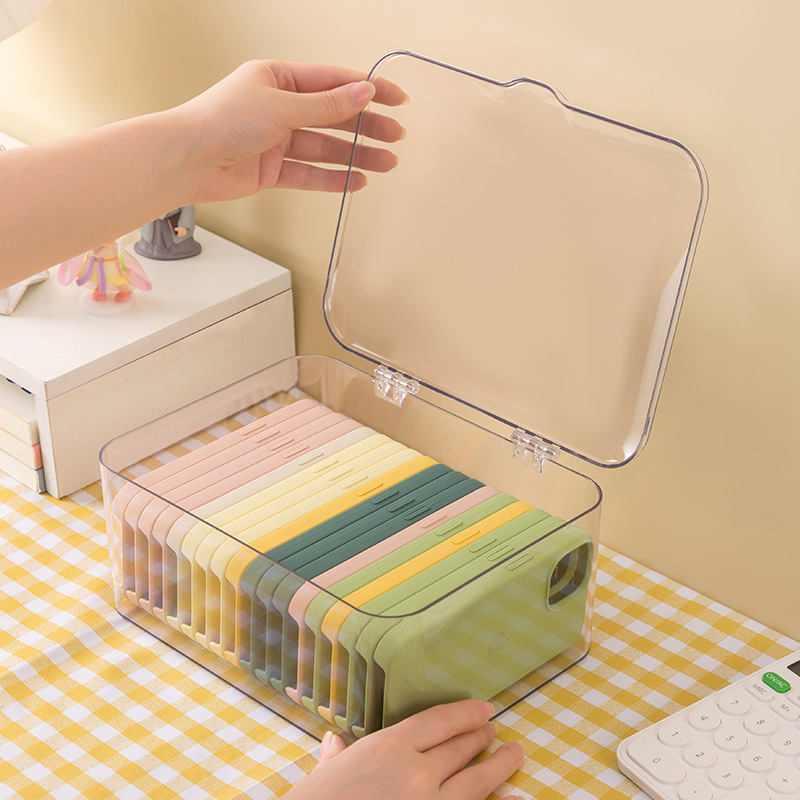 携帯電話ケース収納ケース蓋付き防塵デスクトップ引き出し収納ゴミ整理寮神器透明収納物|undefined