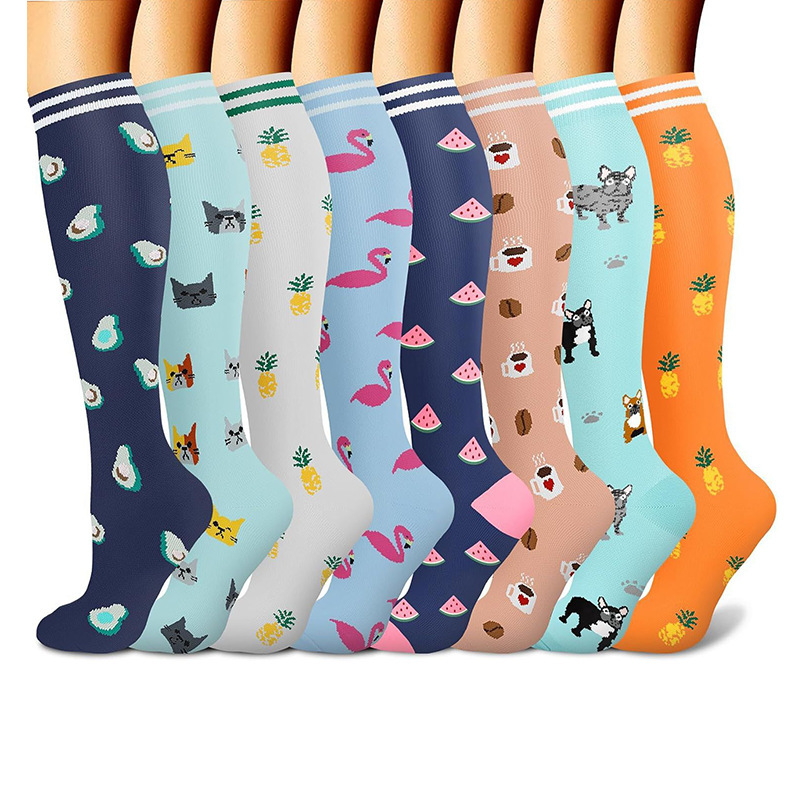 Cross-Border Amazon Best-Selling Combination Set of Pressure Socks, Cute Animal Mid-Calf Socks, Sports Compression Calf Socks