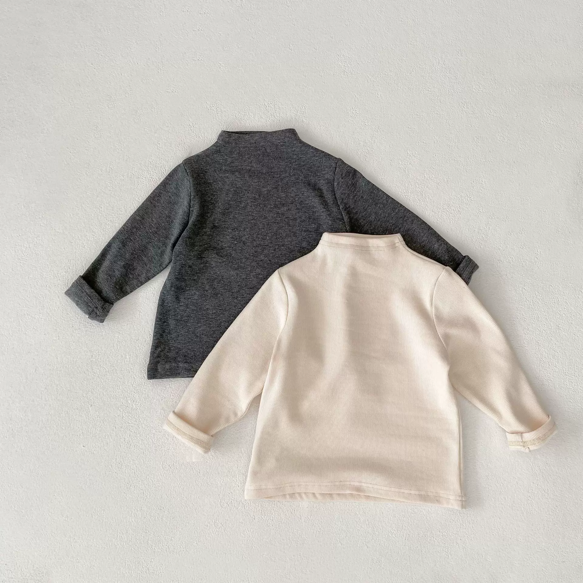 2024秋季新款婴幼儿童半高领长袖打底衫男孩纯色百搭T恤女童