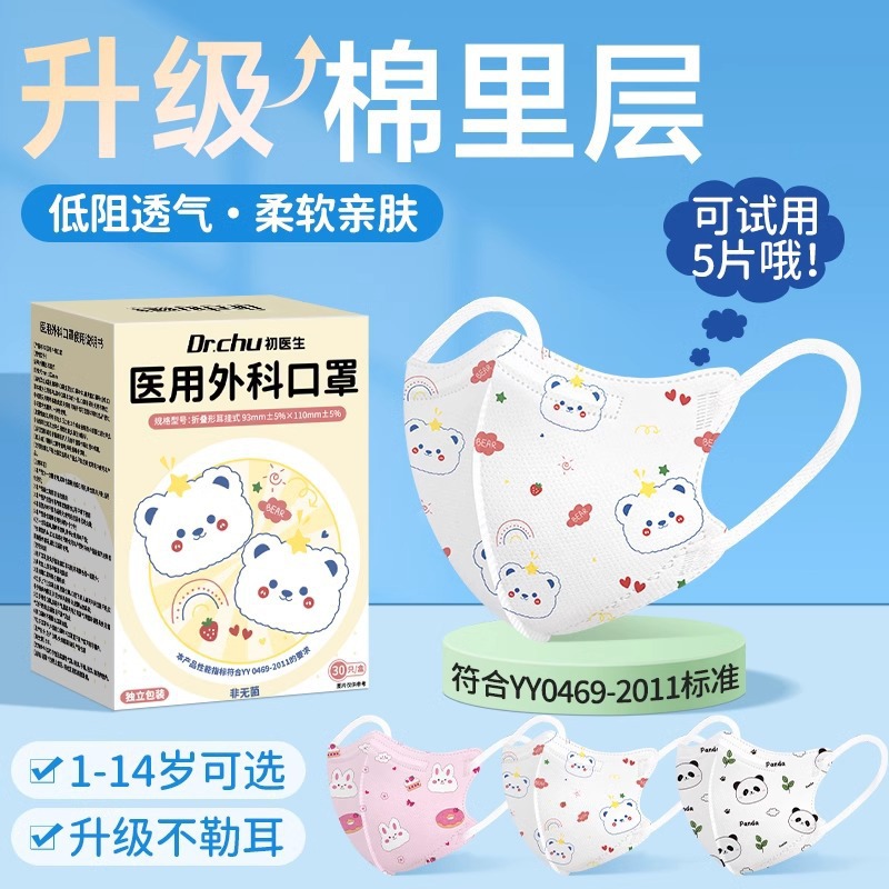 Three dimensional summer children's medical mask