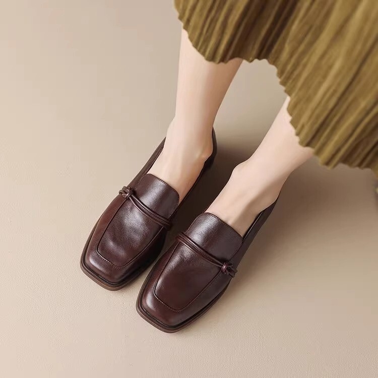 High-end British-style Loafers Women's 2024 Spring and Summer New Soft Sole Slip-on Shoes Mid-heel Single-layer Shoes for Women