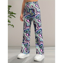 H 72574 Marble print high waist knit flared pants ����ʯӡ��