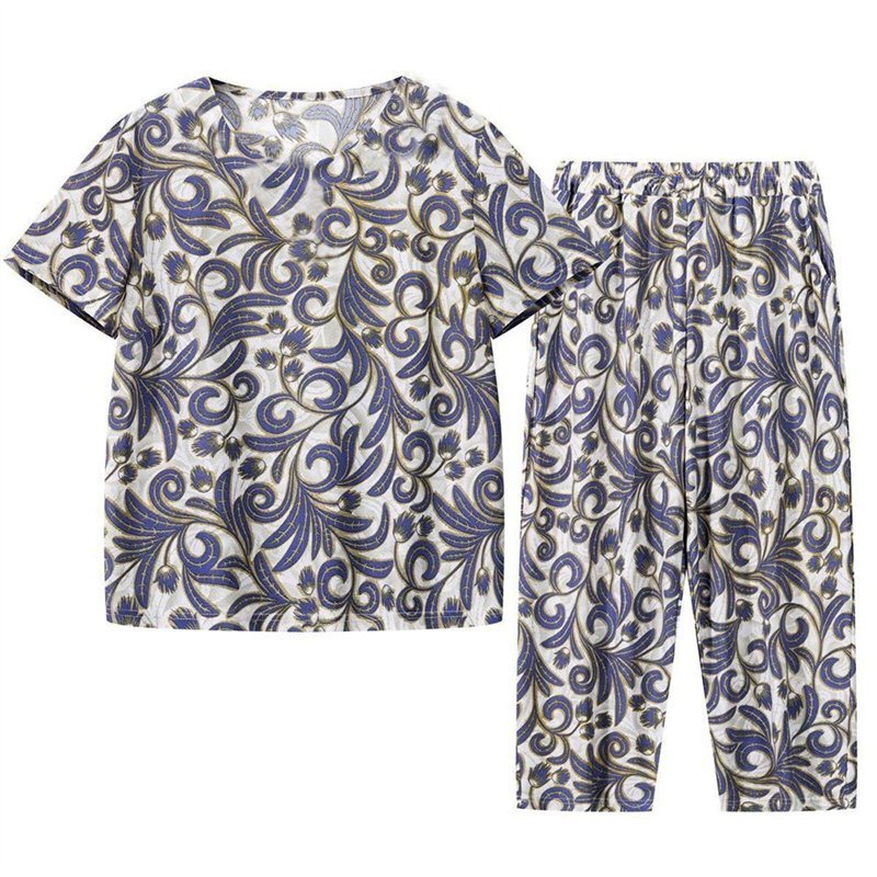 Tiktok Trending New Fashion Set for Moms, Casual Outerwear, Comfortable Ice Silk, Cool, Tummy-Concealing, Full Set Tiktok Trending New Fashion Set for Moms, Casual Outerwear, Comfortable Ice Silk, Cool, Tummy-Concealing, Full Set