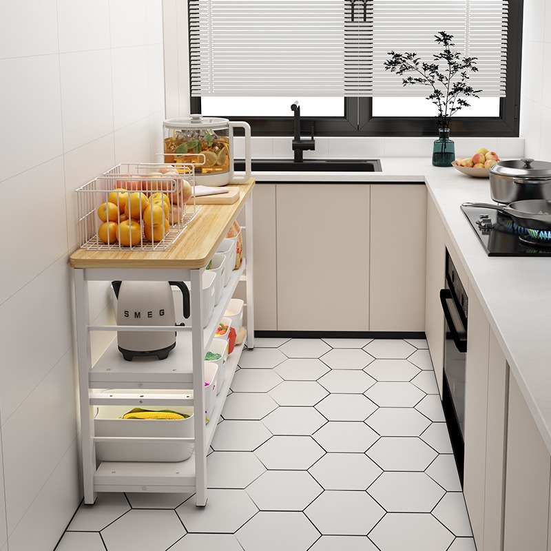 Estante de almacenamiento multifuncional de cocina estante de almacenamiento multicapa de piso estante de almacenamiento de metal estante de almacenamiento de artículos diversos