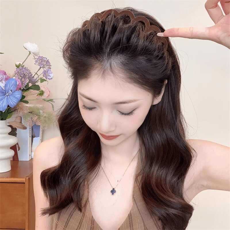 植绒防滑波浪发卡女高颅顶碎发整理神器安可拉红带齿发捆刘海头饰|undefined