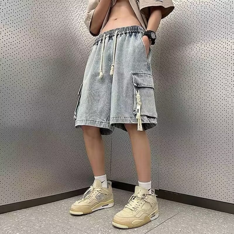 2025 Tooling Denim Shorts Men's Summer Thin Trendy Brand Casual Pants Boys Loose plus size Pants