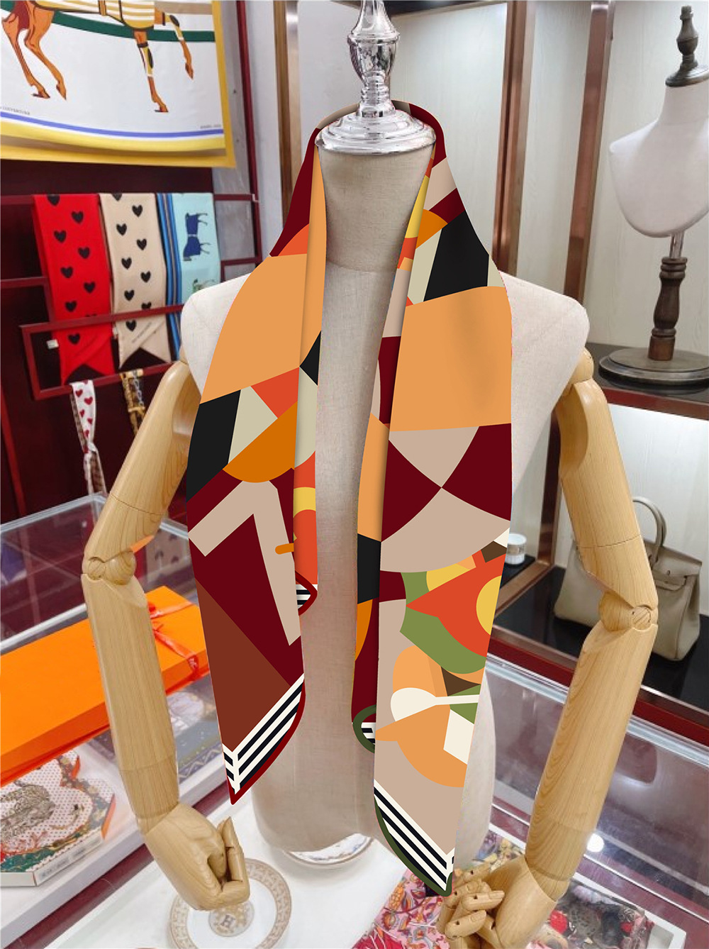 108g Weight Silk Scarf Classification Daily Occasion Human Pattern All Seasons Season Women's Gender Printing Design Casual Style Women's Casual Human Twill Printing Silk Scarf 12
