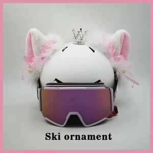 Snowboard Helmet with 3D White Pink Lace Trim Detachable Motorcycle Helmet