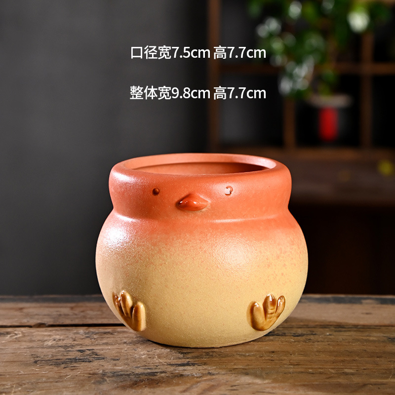 Pequeña caricatura, animal creativo, maceta carnosa, cerámica, arcilla especial para el hogar, maceta de control de raíces de cerámica gruesa, venta al por mayor