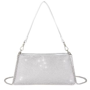 2024 Explosive Cross-border Explosive Diamond-encrusted Full Diamond Evening Bag Handmade Banquet Evening Bag Tide Flash PU Rhinestone Bag