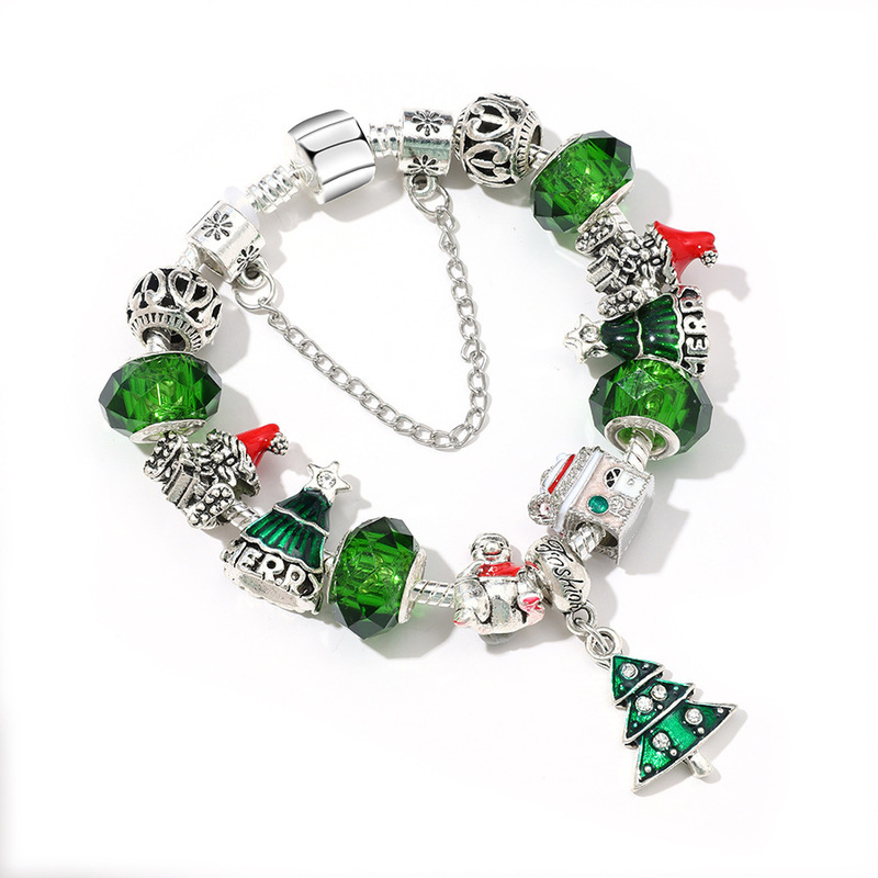 Pan's New Fashion European Charm Beaded Bracelet DIY Christmas Tree Pendant Retro Style Women's Bracelet