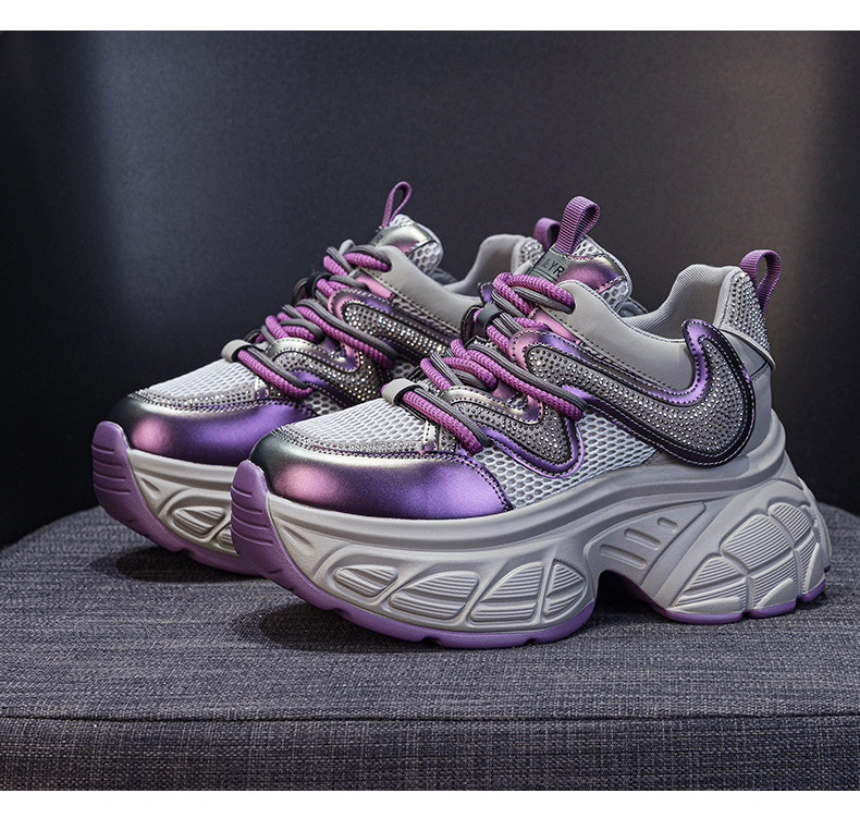 Giày sneaker nữ chunky đế dày tăng chiều cao phong cách hot girl mùa xuân 2026 — M2807 màu be, M2807 màu bạc, M2807 màu đen, M2807 Màu tím chi tiết 23