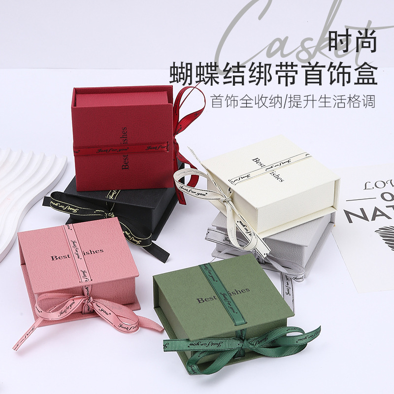 Nueva moda bowknot correa joyero exquisito libro en forma de libro anillo collar joyería embalaje caja de almacenamiento