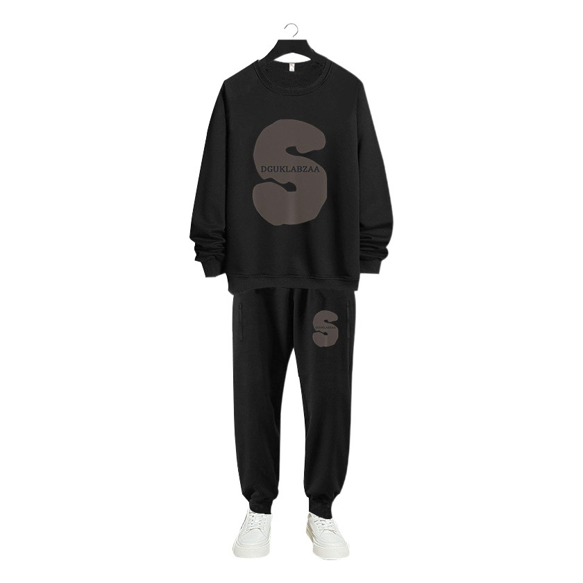 DW1008-DK2008 extra large size suit sports cotton fleece-lined fat sweater pants men's autumn and winter Plus