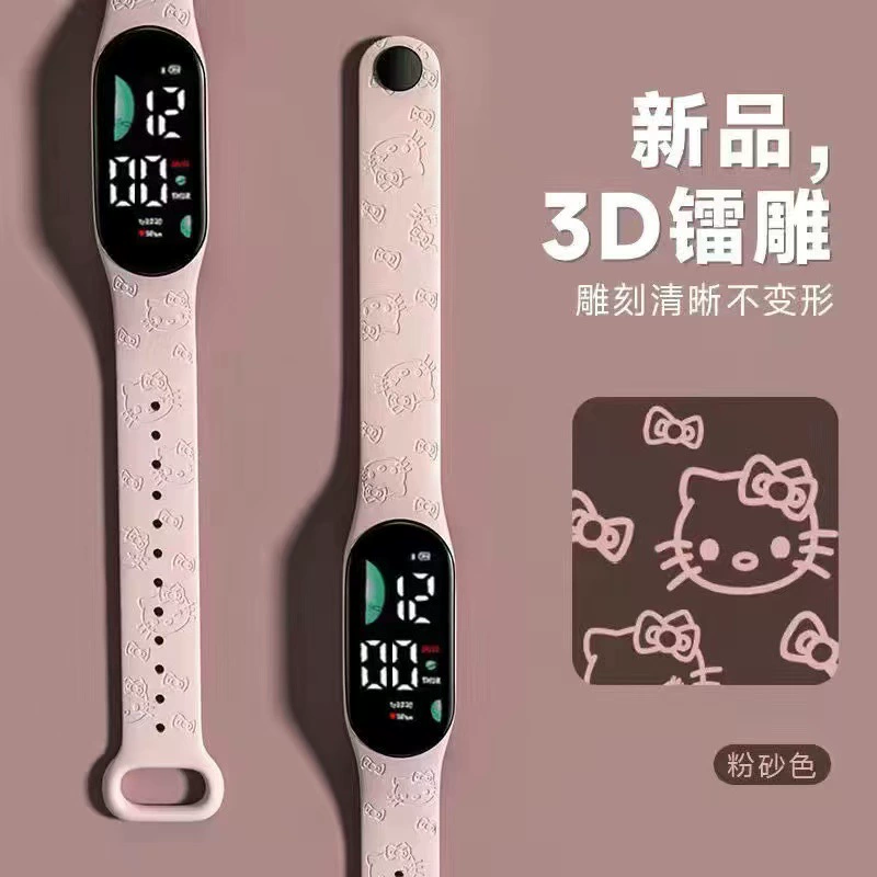 Hello Kitty, милая мультяшная электронная детские часы спортивные часы