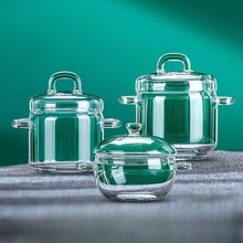 高硼硅玻璃炖锅 家用加厚耐高温双耳熬汤 小型燕窝养生炖盅汤锅