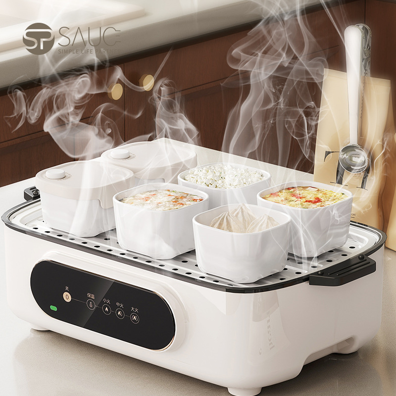 Japanese Ceramic Small Square Bowl with Lid Electric Steamer Special Square Steamed Egg Bowl Baby Food Supplementary Small Rice Bowl Water-proof Stew Pot