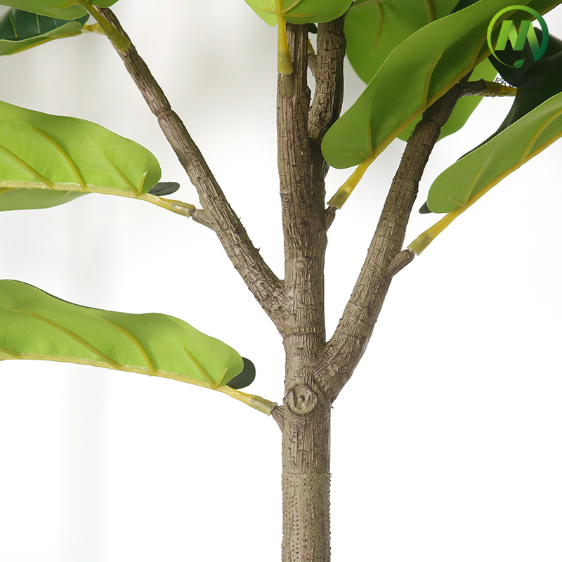 Sala de estar interior, planta falsa grande de hoja grande, planta verde de simulación, con cuenca, baniano, desmontaje transfronterizo, baniano de hoja seccional