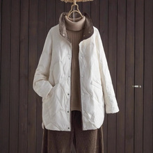 外贸出口尾单高端减龄轻薄羽绒棉服女冬季中长款菱格立领棉衣外套