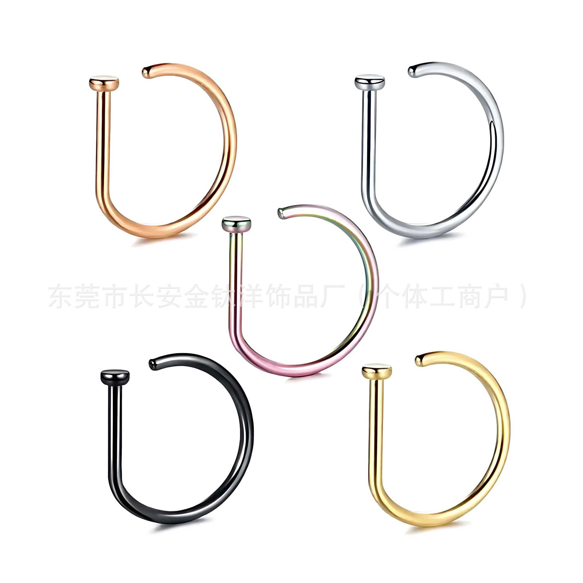 F136 Titanium D-Shaped Nose Ring Non-Porous Nose Ring Fake Nose Nail Nose Clip Nose Ring G23 Titanium Alloy Piercing Jewelry detail image 7