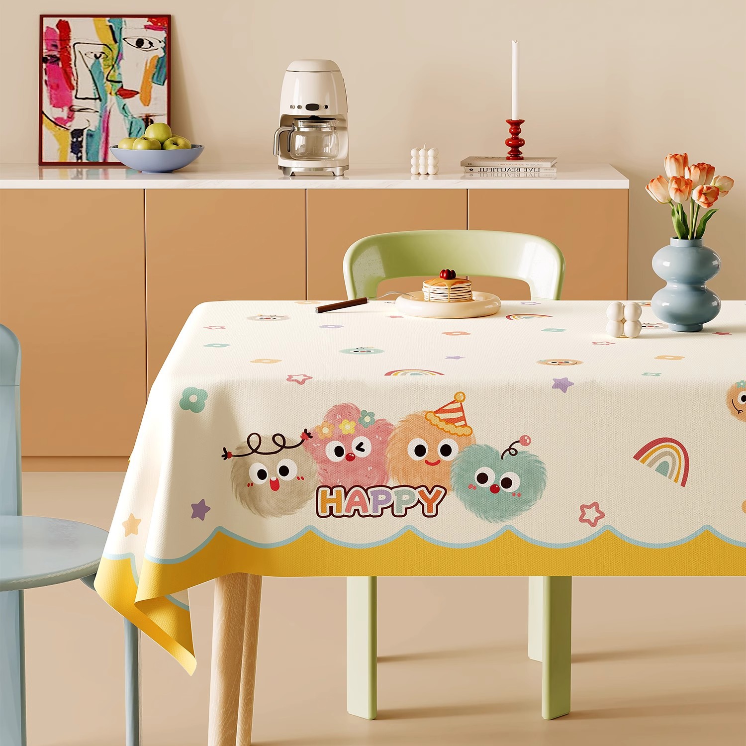 Dopamine Tablecloth No-Wash Oil-Proof and Waterproof 2025 New Cute Cartoon Tablecloth Anti-Scalding Pvc Coffee Table Tablecloth