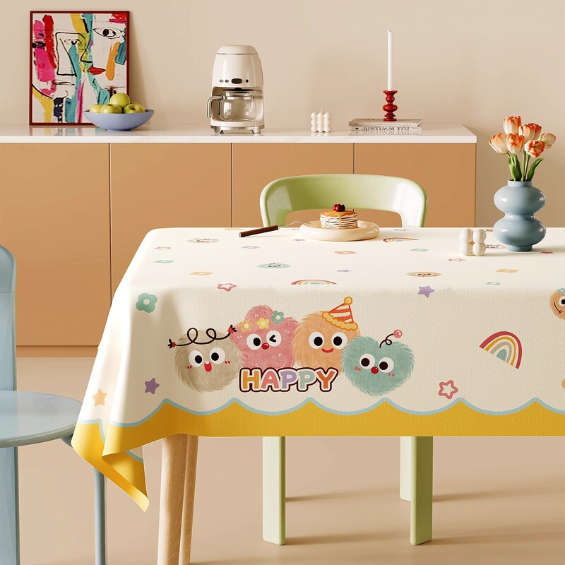 Dopamine Tablecloth No-Wash Oil-Proof and Waterproof 2025 New Cute Cartoon Tablecloth Anti-Scalding Pvc Coffee Table Tablecloth