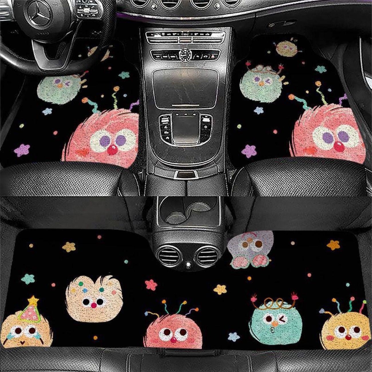 Cartoon Car Floor Mats, Cute and Dirt-Resistant, Cuttable and Stain-Resistant Wire Loop Car Mats