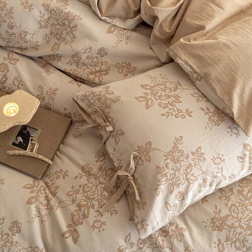 Class A 100% Cotton Double-Layer Yarn Four-Piece Set, 100% Cotton Baby Grade Gauze Cotton Bed Sheet and Duvet Cover, Dyed Retro Bedding