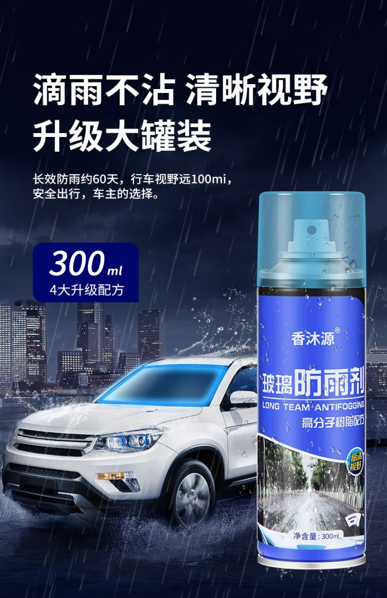 Rainproof agent for rearview mirrors, anti-fog spray for car windshields, rain repellent film for rainy days