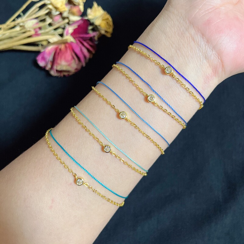 French Paris Fashion Bubble Diamond Double-Layer Red Rope High-End K Gold-Plated Couple Versatile Bracelet Bracelet Hand Jewelry