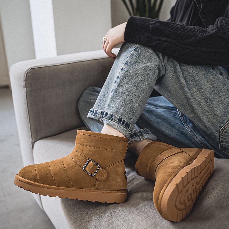 Snowy boots for men in 2024 winter, bread Northeast men's plush insulation, thick anti slip shoes, large cotton shoes_voghion.com