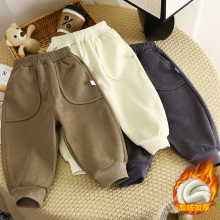 儿童裤子秋冬季男童加绒加厚宝宝保暖裤女童卫裤长裤外穿童装批发