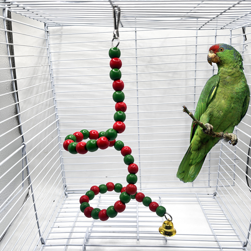 Tema de Navidad transfronterizo, juguete de pájaro loro, columpio de color de aves, escalera giratoria, juguete, accesorios de decoración de jaula de pájaros