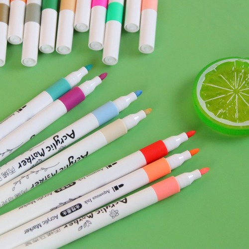 12-60 Color Acrylic Markers Hand Account Pen Set Art Painting DIY Graffiti Brush Water-Based Marker