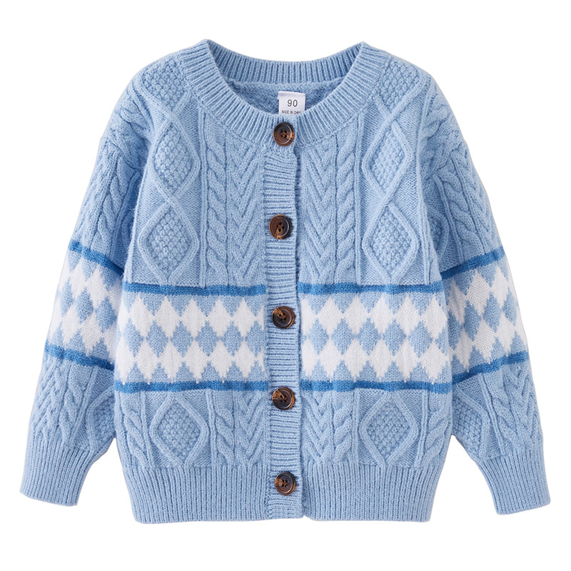 Ropa para niños Otoño e Invierno engrosada suéter para niños cardigan pequeños niños y niñas suéter cardigan abrigo de lana superior al por mayor