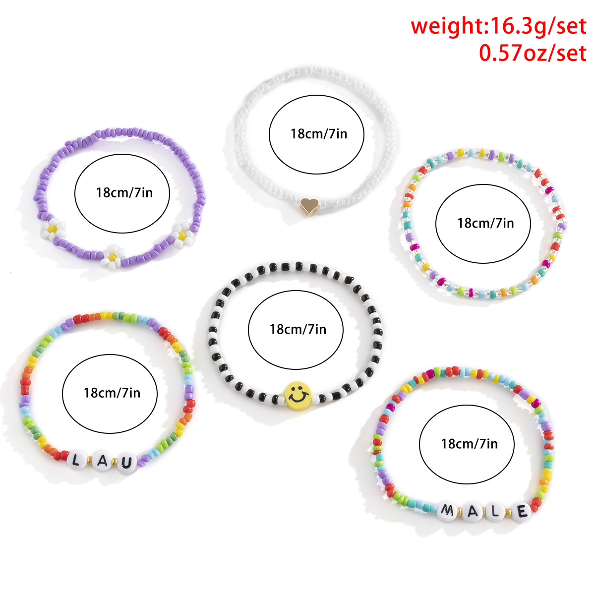 Wholesale Jewelry Bohemian Style Color Letter Heart Beaded Bracelet Set Nihaojewelry display picture 6