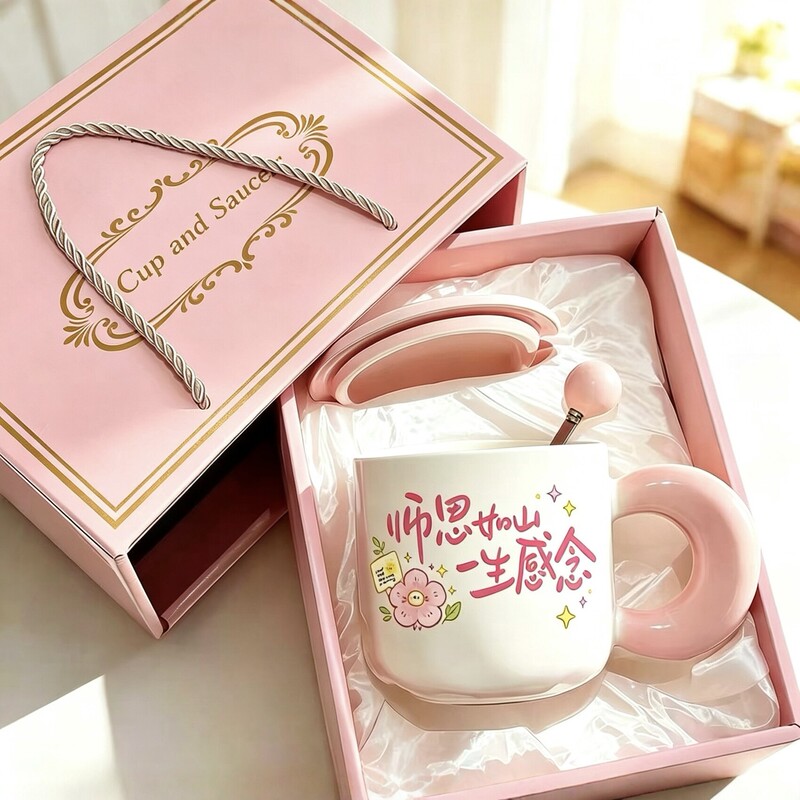 High-Quality Ceramic Mug Gift Box with Lid, Creative Water Cup for Teachers on Teacher's Day, Graduation Season Gift for Men and Women