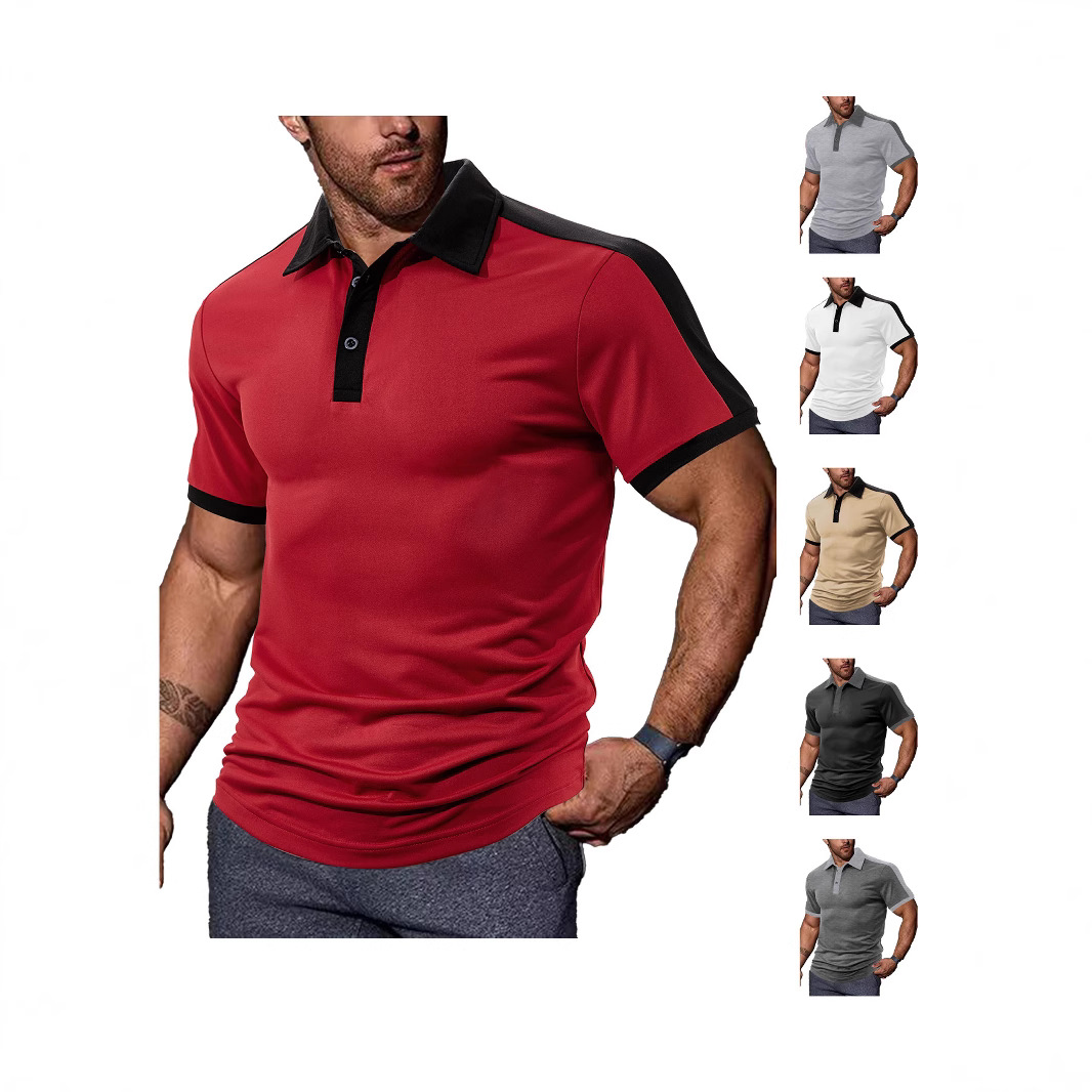 Europa y los Estados Unidos transfronterizos Amazon verano casual suelto color de algodón de perla pequeño twill hombre de manga corta con solapa polo