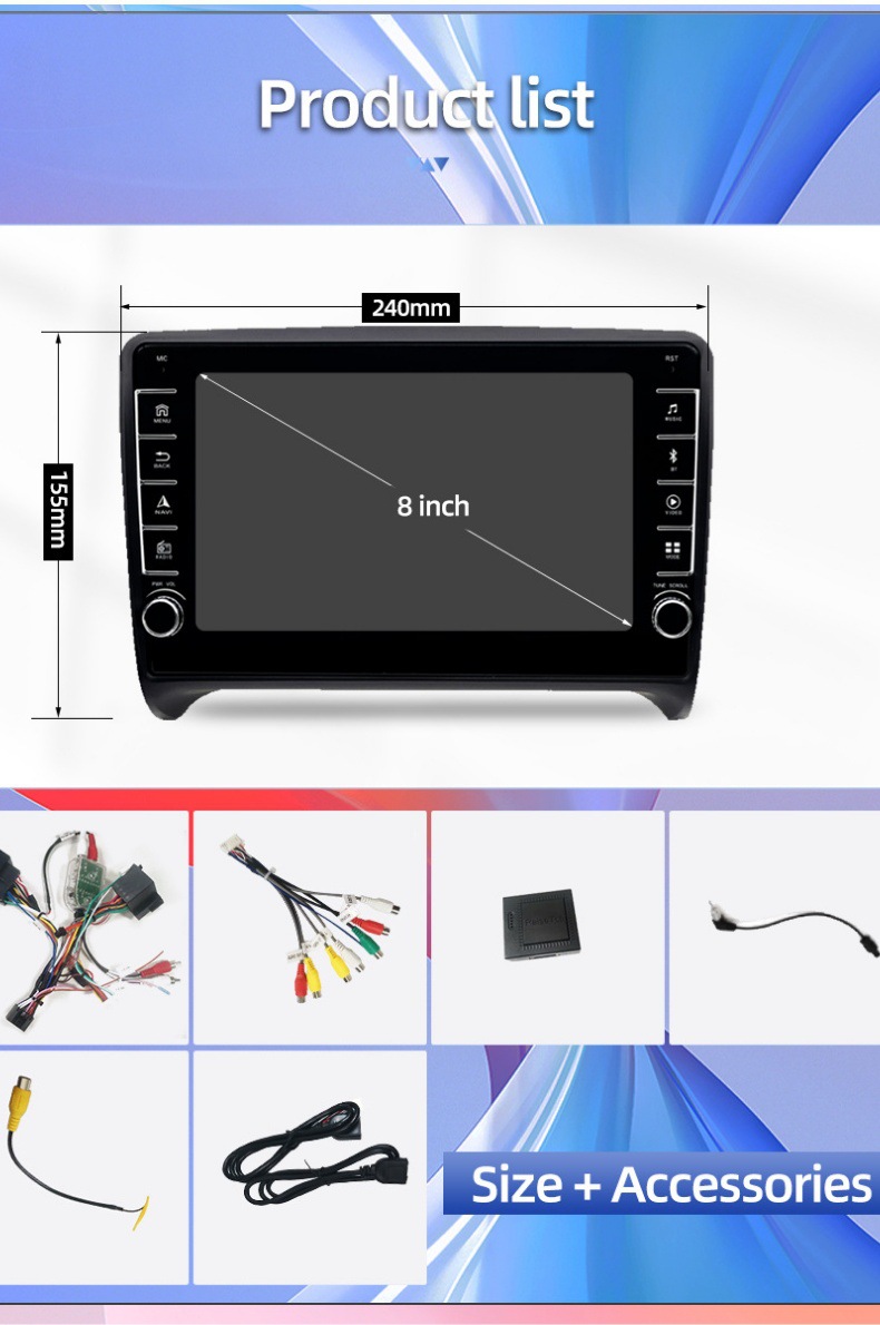 8inch Car-Mounted Central Control Large Screen Suitable for Audi Tt Mk2 8J Navigation Carplay Audio and Video Player