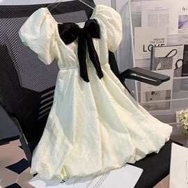 女童夏季新款洋气蝴蝶结公主裙儿童小女孩时髦甜美连衣裙