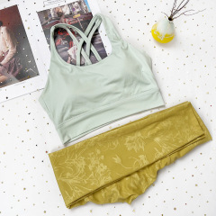 秋冬新款打底褲女運動跑步楓葉草葉印花工藝健身褲高腰緊身瑜伽褲