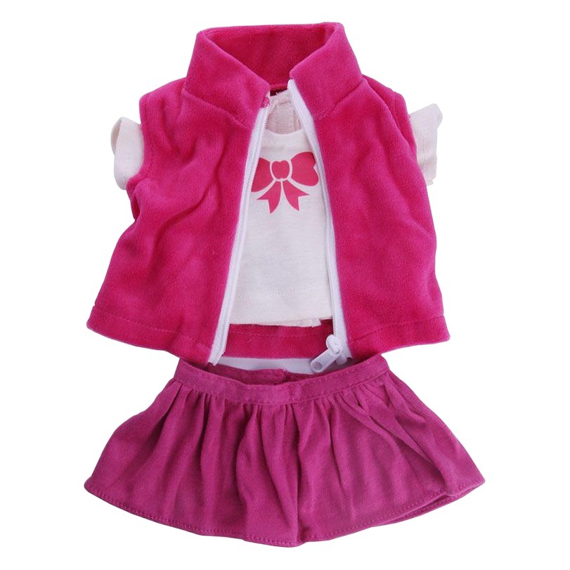 18 pulgadas American Girl muñeca accesorios ropa Denim + Camiseta + falda conjunto de tres piezas Comercio exterior al por mayor fábrica pelo recto