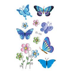 跨境一次性紋身貼閃粉蝴蝶漸變水果兒童防水可愛紋身貼紙批發