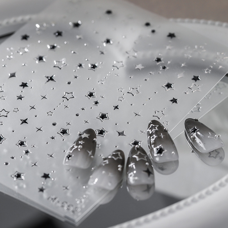 Shanghai Moji Dark Cool Style Star Nail Stickers M-552 Sweet Cool Hot Girl Style Silver Star Nail Stickers