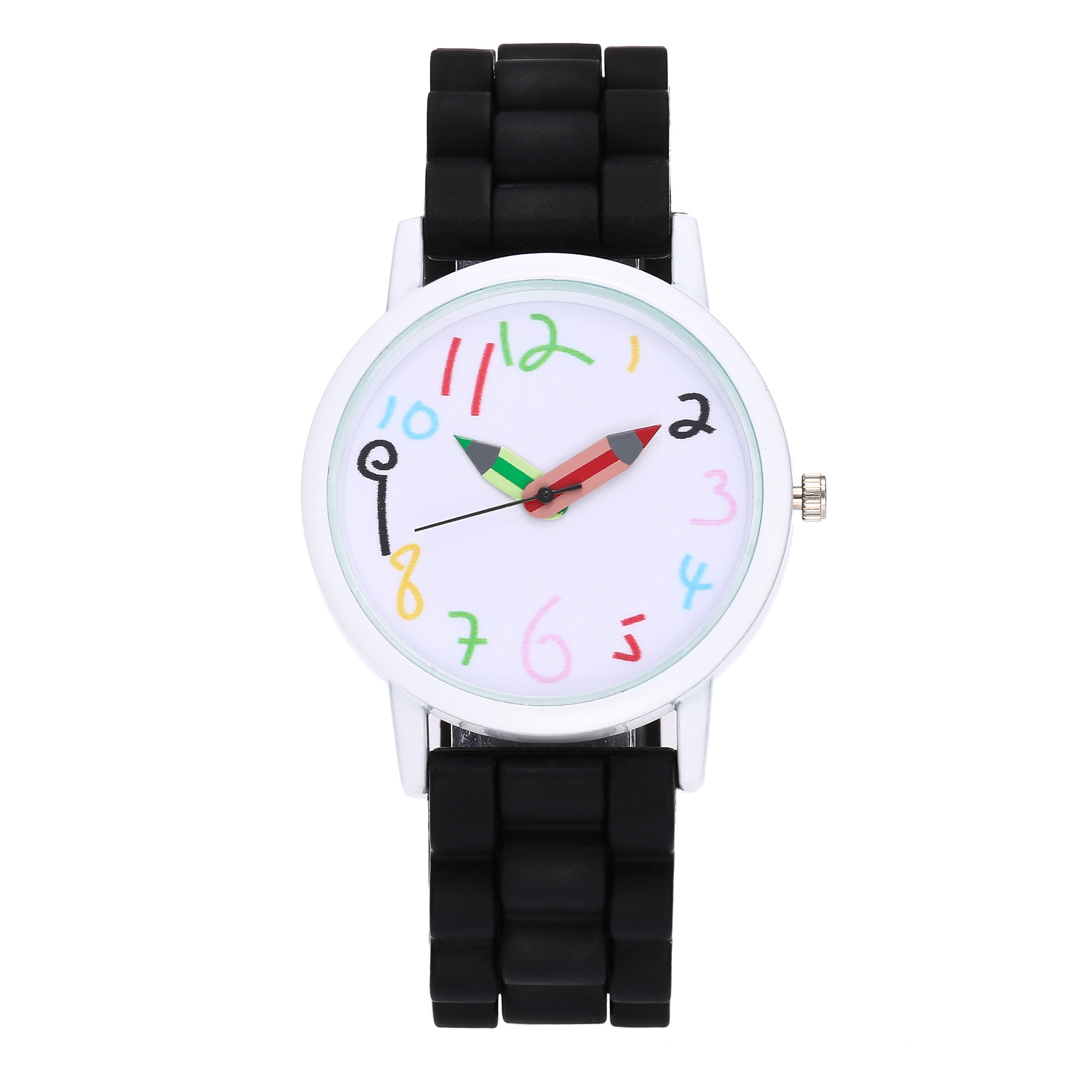 Orologio al quarzo con cinturino in silicone color gelatina da donna con matita digitale Cartoon_voghion.com