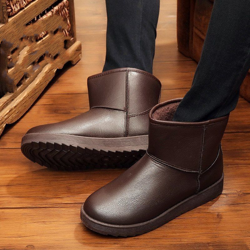 Botas de nieve para hombre 2025, forradas de lana, gruesas, cálidas, impermeables, de cuero PU, estilo Martin, modernas, para parejas, de algodón, para hombre y mujer image 3